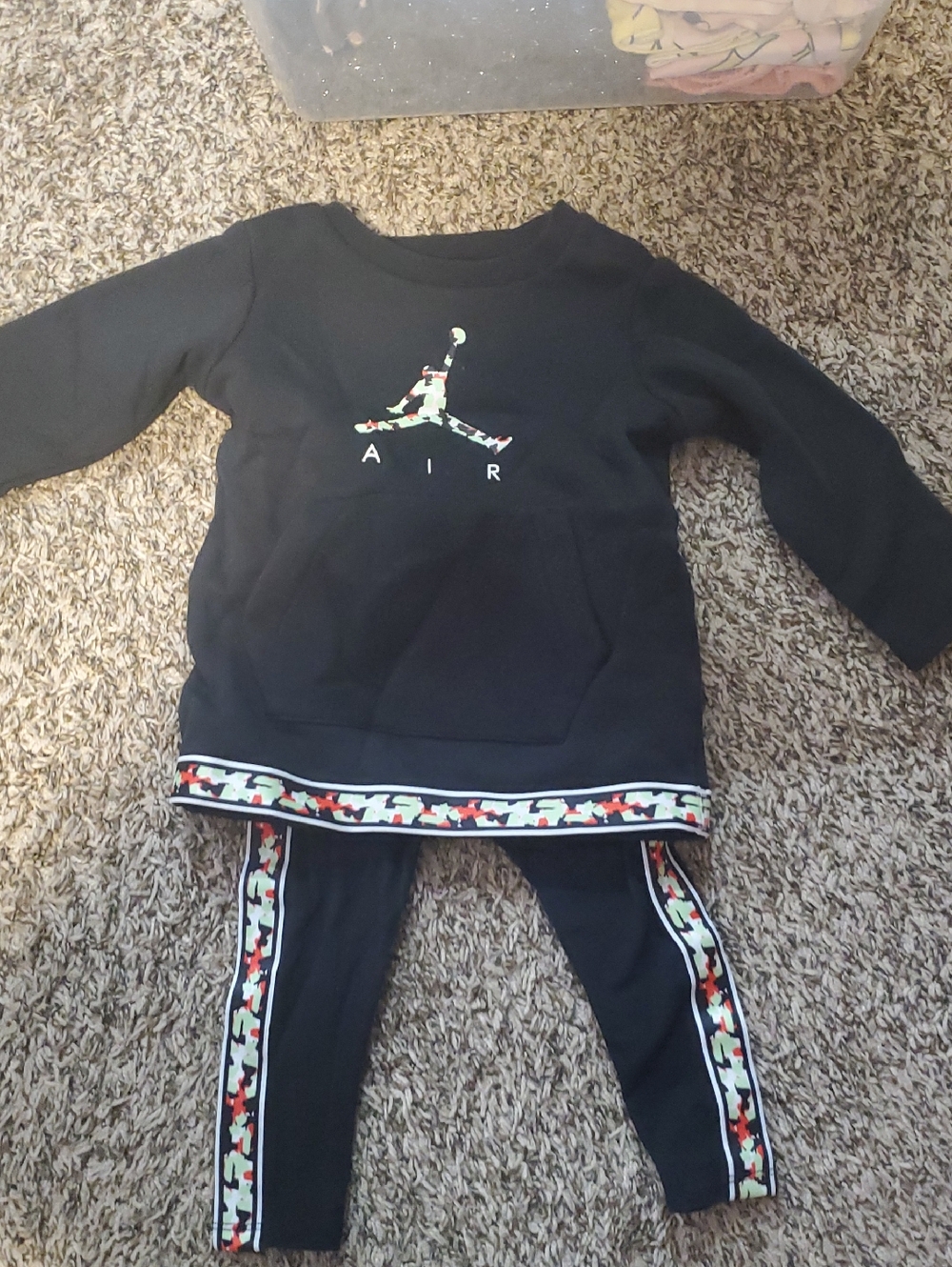 Nike Jordan  Black Sweatshirt and Leggings Set with Camo Jumpman